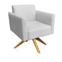 Kit 02 Poltronas Giratória Marisa Suede Base Madeira - 5