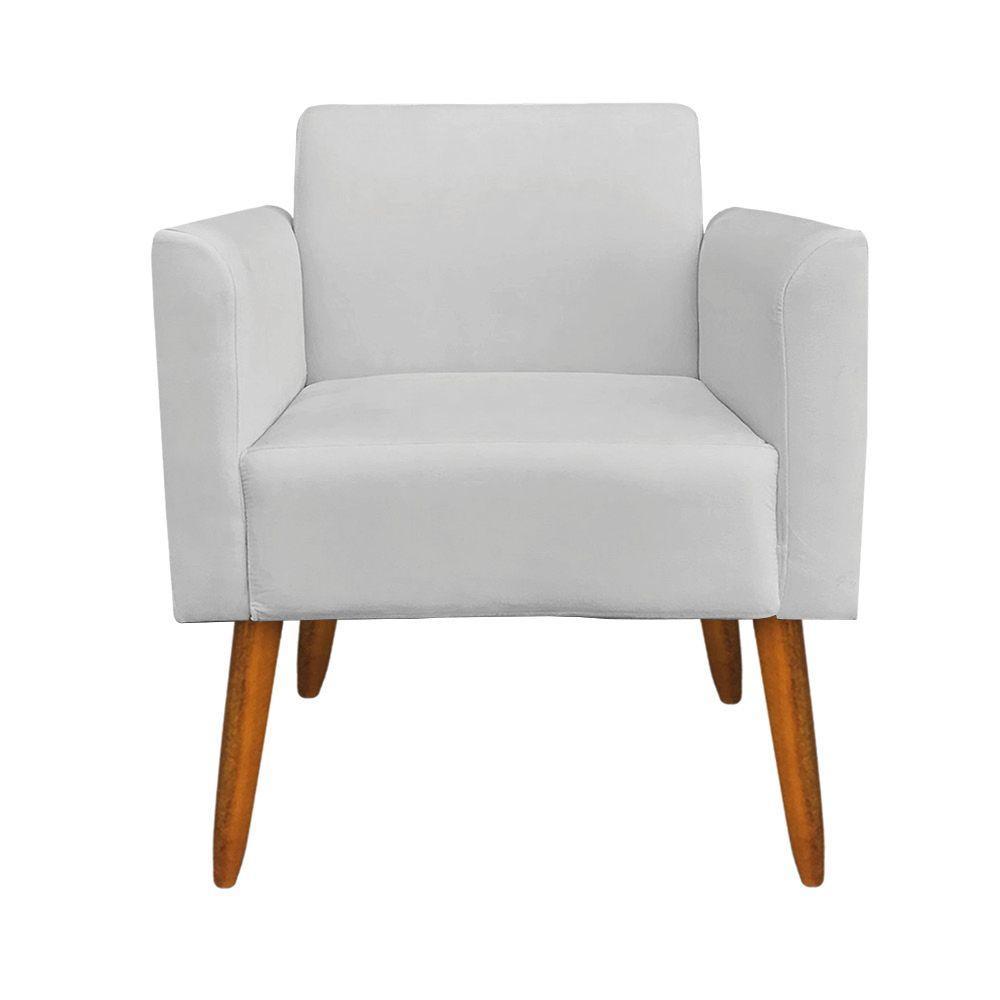 Poltrona Marisa Suede Pés Palito Castanho D'rossi Cor Cinza - 1