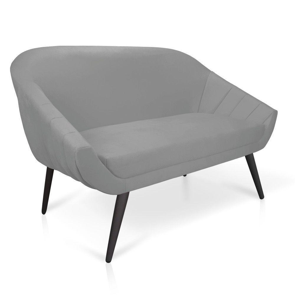 Kit 01 Namoradeira 02 Lugares e 01 Poltrona Giovana Suede Cinza de Ferro - 7