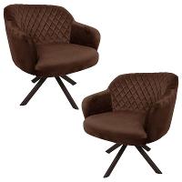Kit 2 Poltronas Kitana Pés Chocolate Giratório Veludo Marrom - 1
