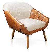 Poltrona Giovana Corano Nozes Com Linho Grosso Bege A19 Castanho - 3