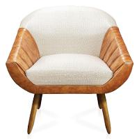 Poltrona Giovana Corano Nozes Com Linho Grosso Bege A19 Castanho - 7