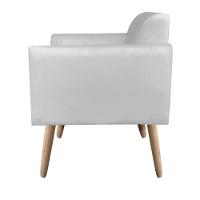 Kit 02 Poltronas Marisa Suede Cinza Pés Palito Natural - 3