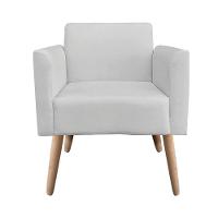 Kit 02 Poltronas Marisa Suede Cinza Pés Palito Natural - 4