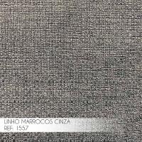 Poltrona e Puff Abel Base de Ferro Dourada Linho Cinza - 2