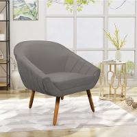 Kit 02 Poltronas Giovana Suede Grafite Pés Palito Castanho - 3