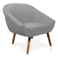 Kit 02 Poltronas Giovana Suede Cinza Pés Palito Castanho - 3