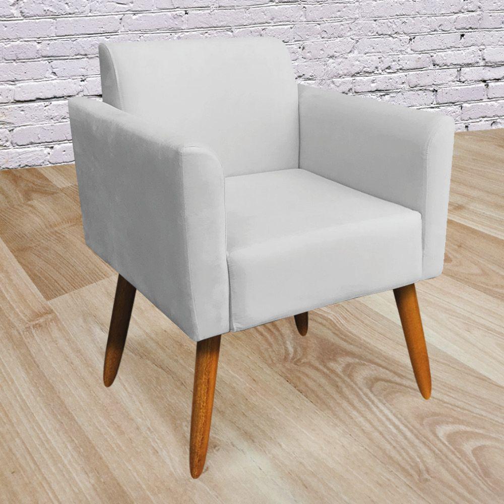 Kit 02 Poltronas Marisa Suede Cinza Pés Palito Castanho - 2