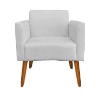 Kit 02 Poltronas Marisa Suede Cinza Pés Palito Castanho - 1