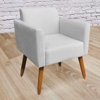 Kit 02 Poltronas Marisa Suede Cinza Pés Palito Castanho - 2