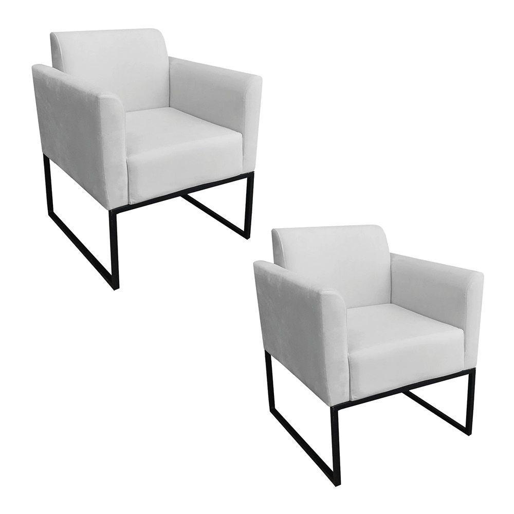 Kit 02 Poltronas Marisa Base Industrial Metálica Preto - 1