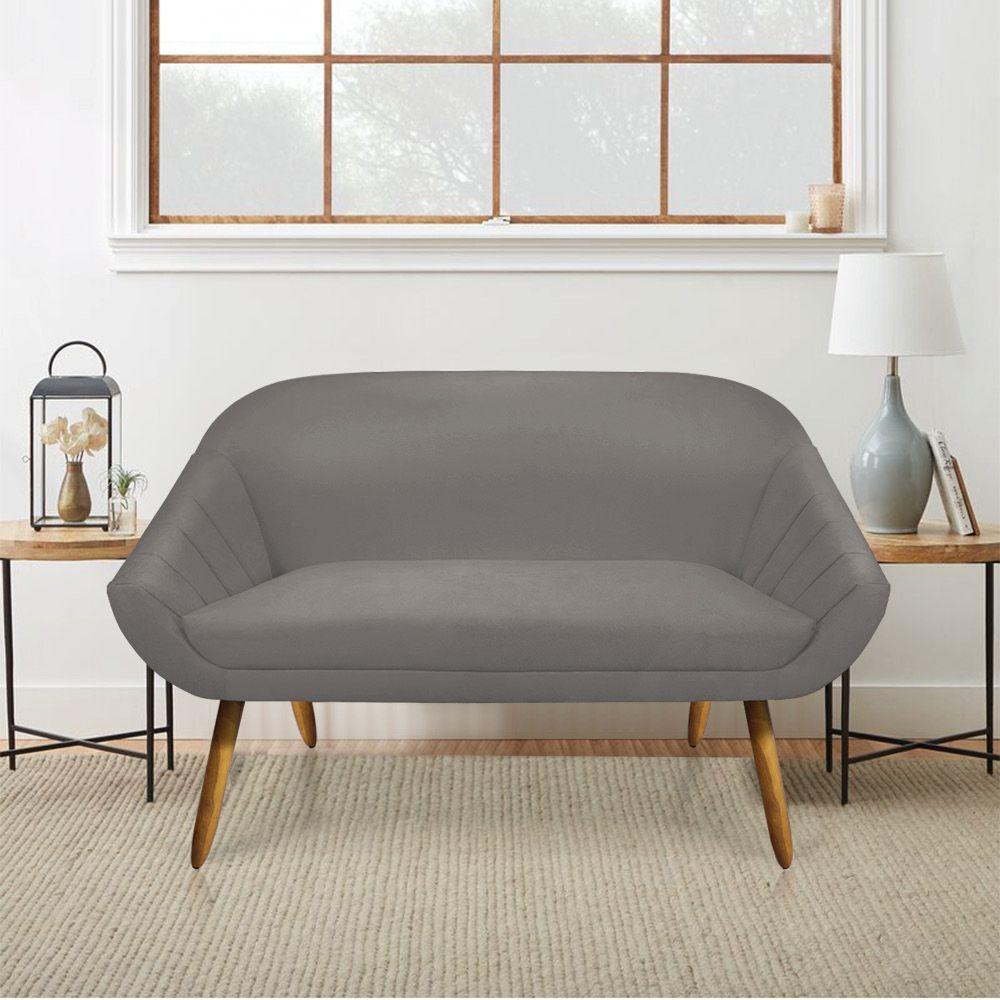 Kit 1 Namoradeira 2 Lugares 1 Poltrona Giovana Suede Pés Palito - 2