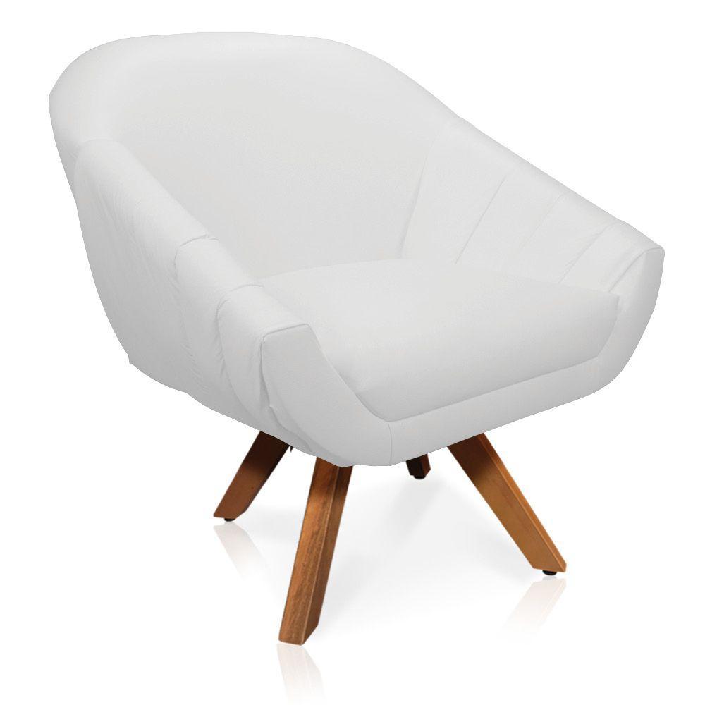Kit 02 Poltronas Giratória Giovana Corino Base Madeira Mm30 - 3
