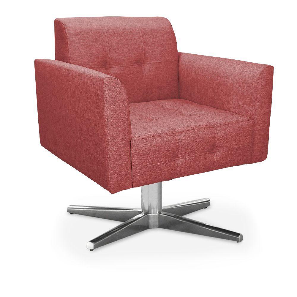 Kit 02 Poltronas Giratória Elisa Linho Base Estrela Cromado - 3