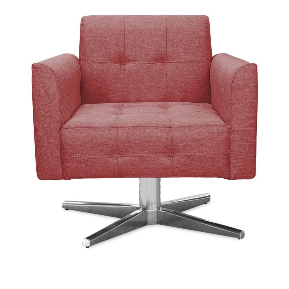 Kit 02 Poltronas Giratória Elisa Linho Base Estrela Cromado - 4