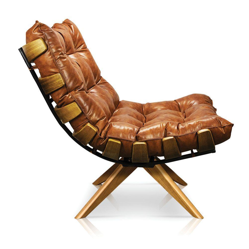 Kit 02 Poltronas Giratória Costela Corano Nozes Base Madeira - 4