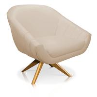 Poltrona Giratória Giovana Corino Bege Base Madeira Ma30 - 2