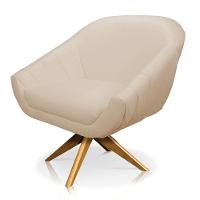 Poltrona Giratória Giovana Corino Bege Base Madeira Ma30 - 4