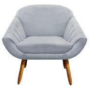 Poltrona Giovana Suede Cinza PéS Palito Castanho D'Rossi - 1