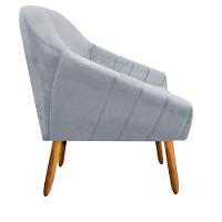 Poltrona Giovana Suede Cinza PéS Palito Castanho D'Rossi - 3