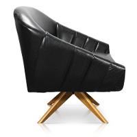 Poltrona Giratória Giovana Corano Preto Base Base Madeira - 4