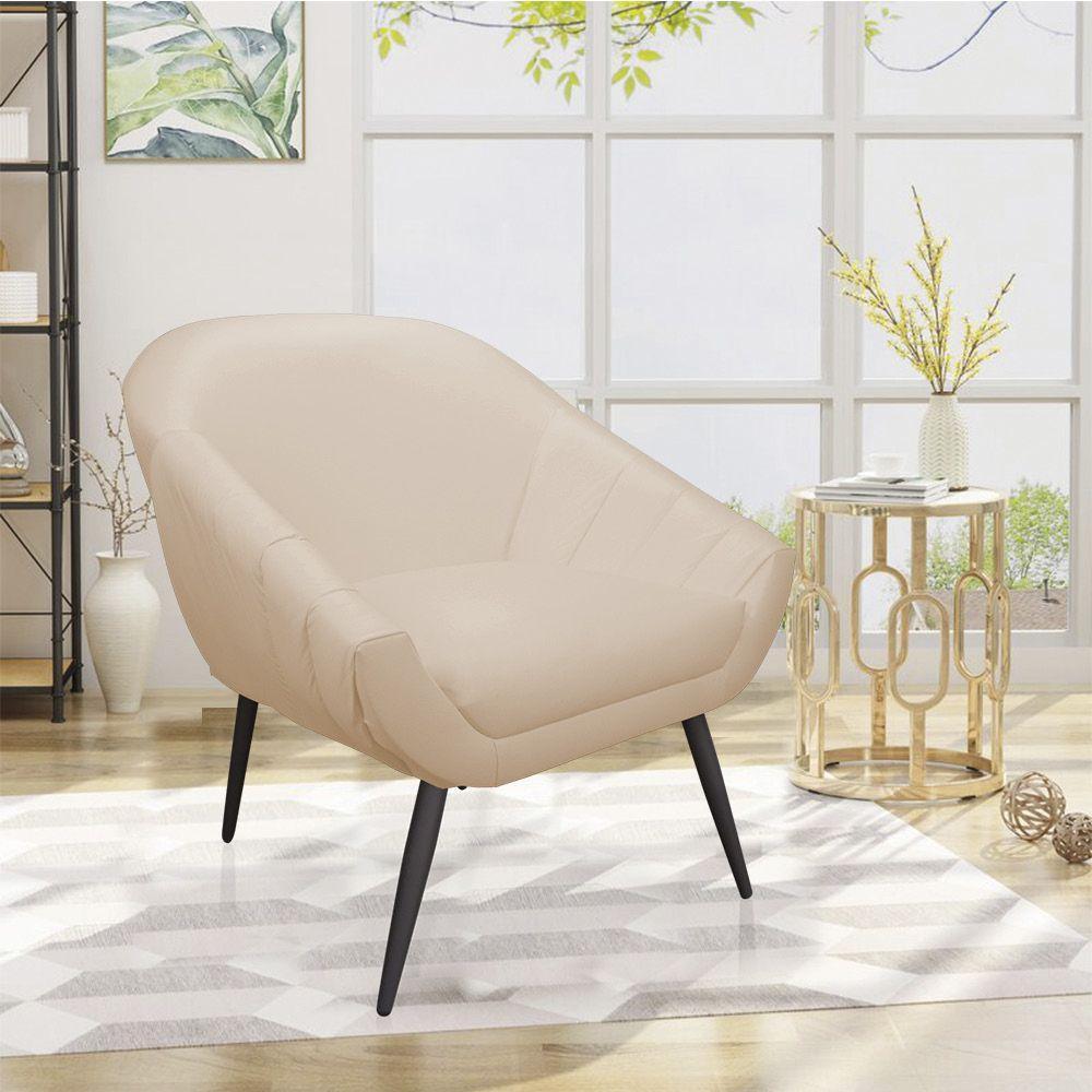 Poltrona Giovana Corino Bege Pés Palito De Ferro - 2