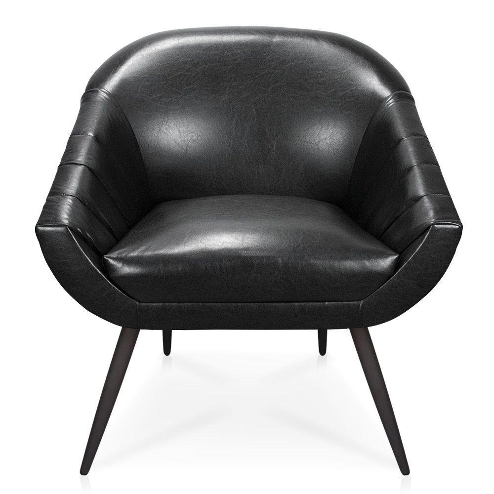 Poltrona Giovana Corano Preto Pés Palito De Ferro - 1