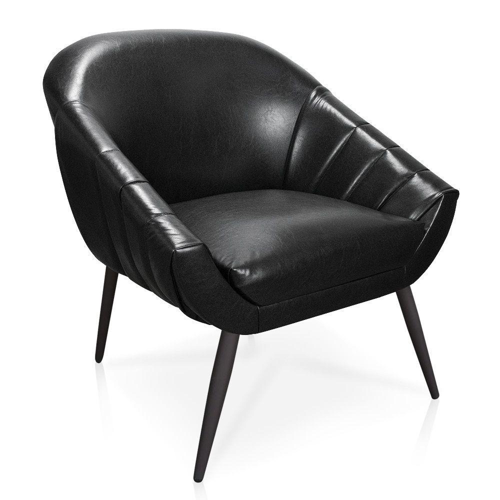 Poltrona Giovana Corano Preto Pés Palito De Ferro - 3