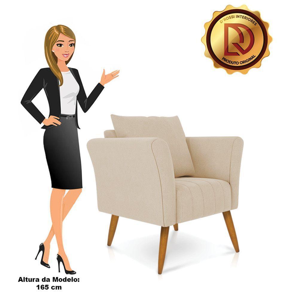 Kit 02 Poltronas Marilia Linho Pés Palito Castanho - D'rossi Cor A19 Grosso Bege - 4