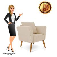 Kit 02 Poltronas Marilia Linho Pés Palito Castanho - D'rossi Cor A19 Grosso Bege