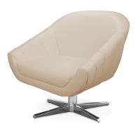 Poltrona Giratória Giovana Corino Bege Base Cromada - 2