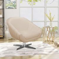 Poltrona Giratória Giovana Corino Bege Base Cromada - 3