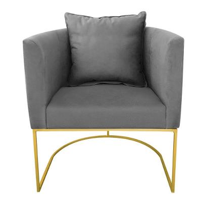 Poltrona Paola Suede Grafite Base Metálica Dourado