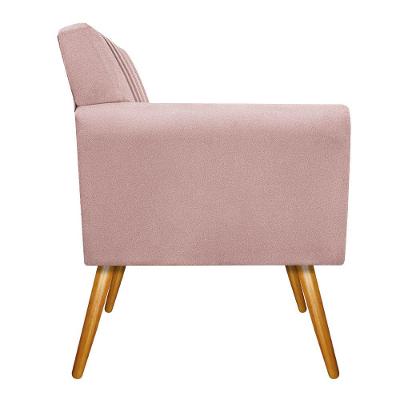 Poltrona Laura Pés Palito Mel Suede Rosê