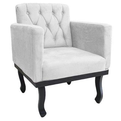 Poltrona Classic Pés Luís Xv Suede Branco Doce Sonho Móveis