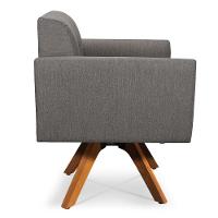 Poltrona Giratória Elisa Linho Grafite A26 Base Madeira Mm30 - 2