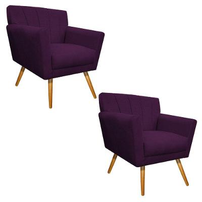 02 Poltronas Laura Palito Mel Suede Roxo