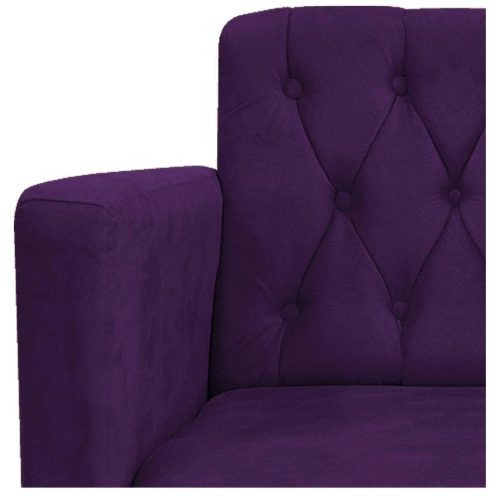 Kit 02 Poltronas Classic Pés Luís Xv Suede Roxo - 4
