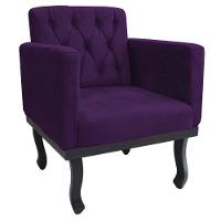 Kit 02 Poltronas Classic Pés Luís Xv Suede Roxo - 5