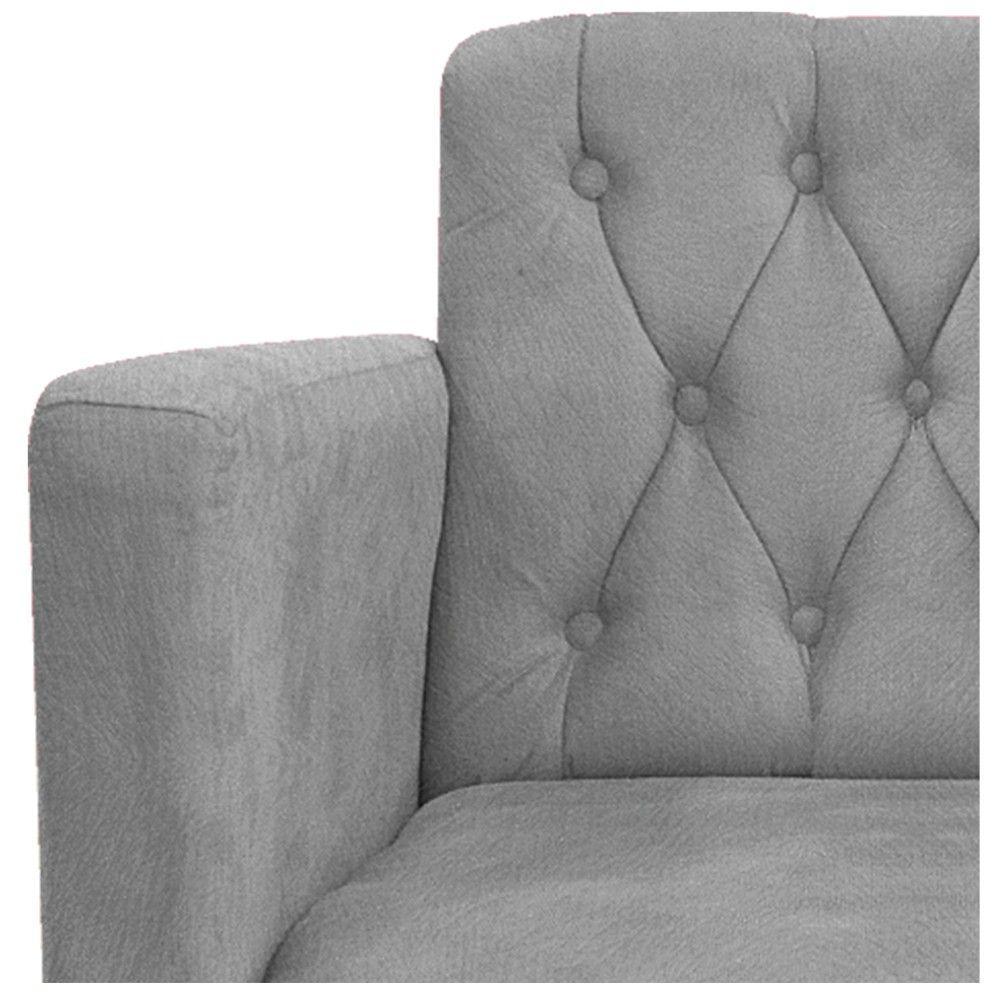 Kit 02 Poltronas Classic Pés Luís Xv Suede Cinza - 9