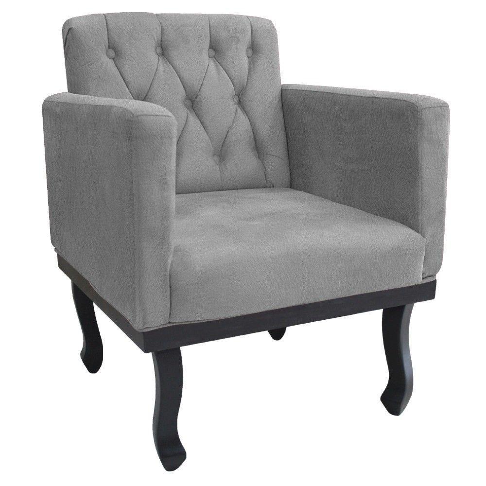 Kit 02 Poltronas Classic Pés Luís Xv Suede Cinza - 8