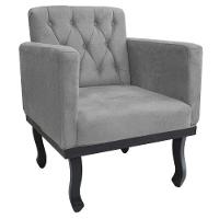 Kit 02 Poltronas Classic Pés Luís Xv Suede Cinza - 7