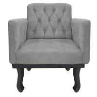 Kit 02 Poltronas Classic Pés Luís Xv Suede Cinza - 6