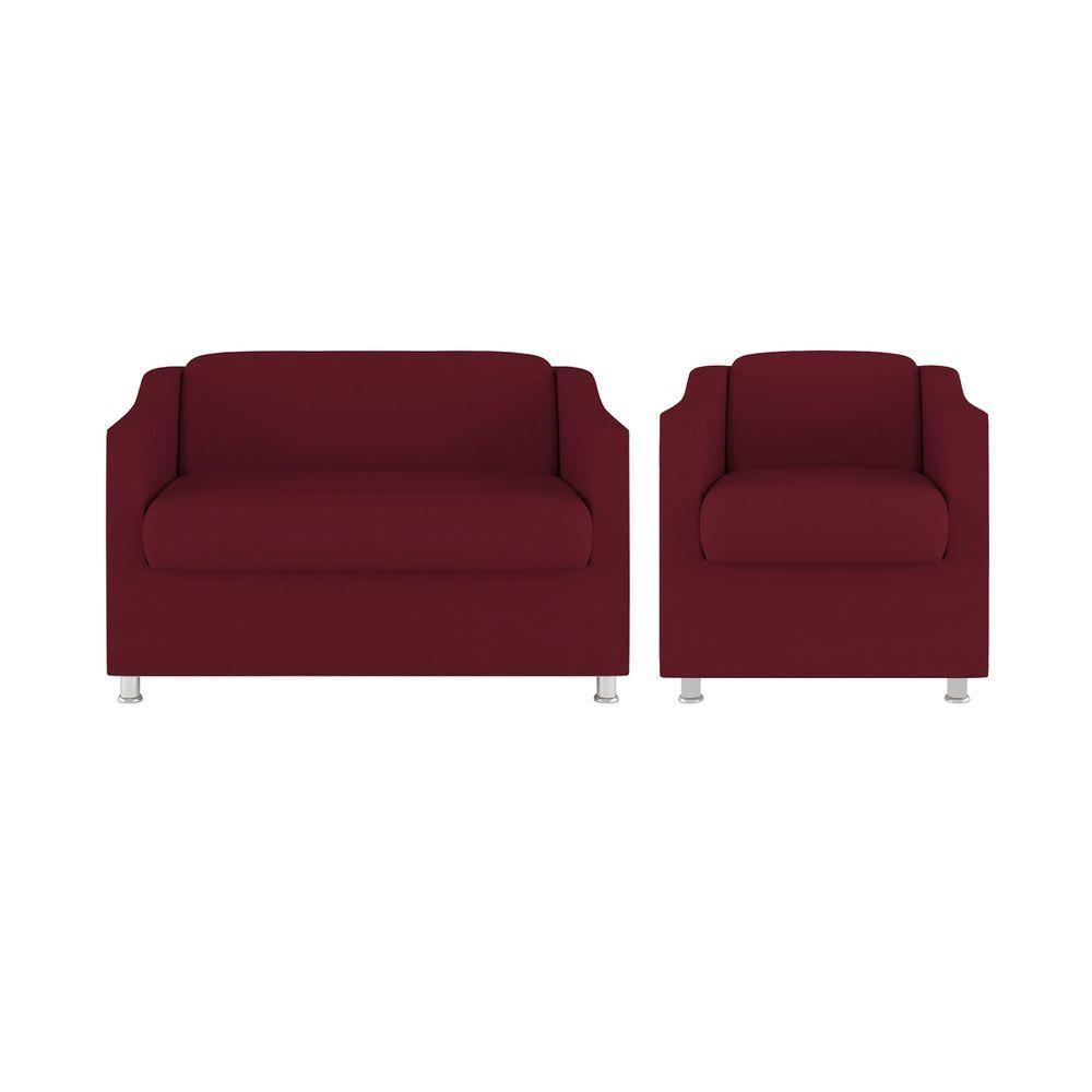 Kit Poltrona Tilla Recepção + Namoradeira Sala, Quarto Suede marsala - 1