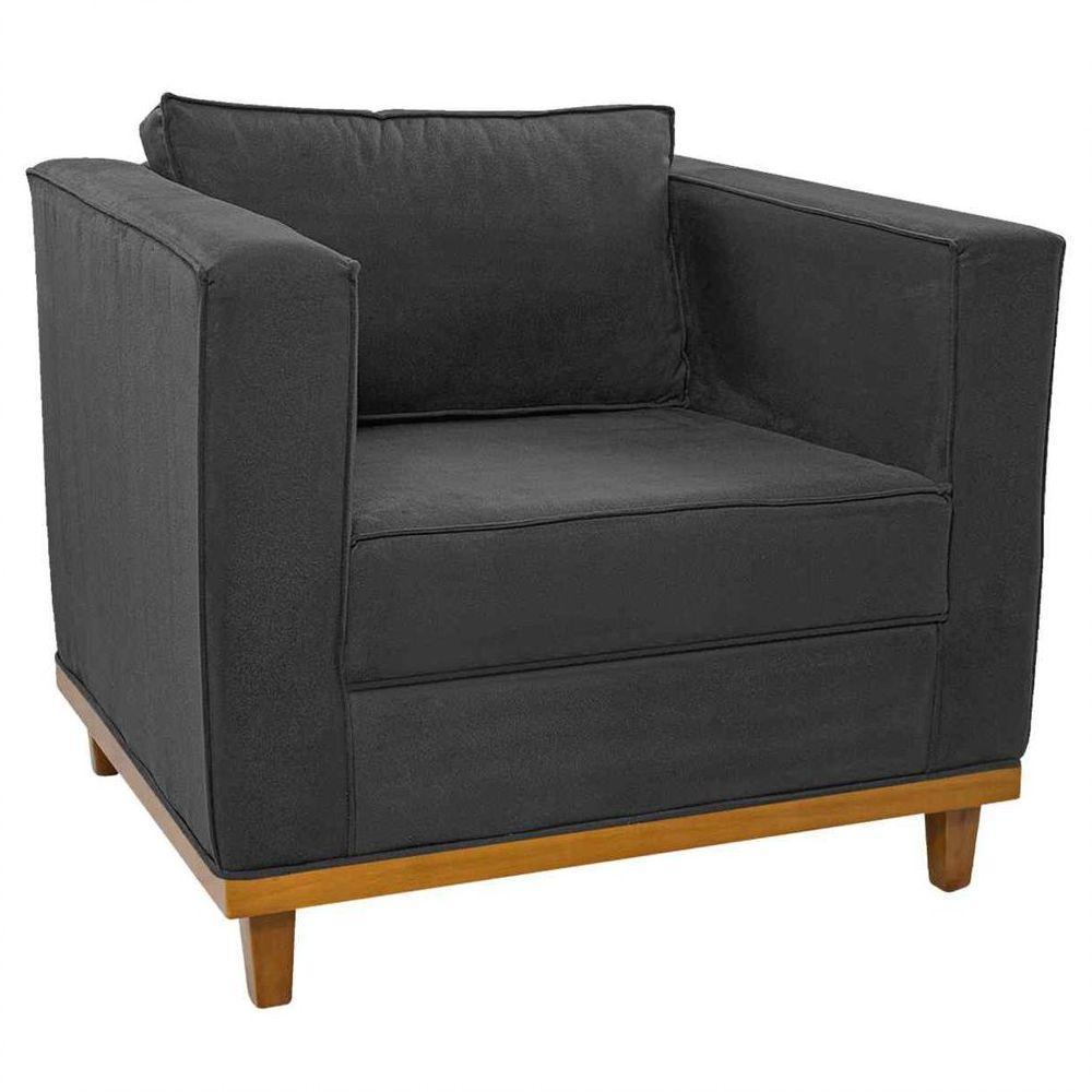 Poltrona Decorativa Europa Linho Chumbo - 1