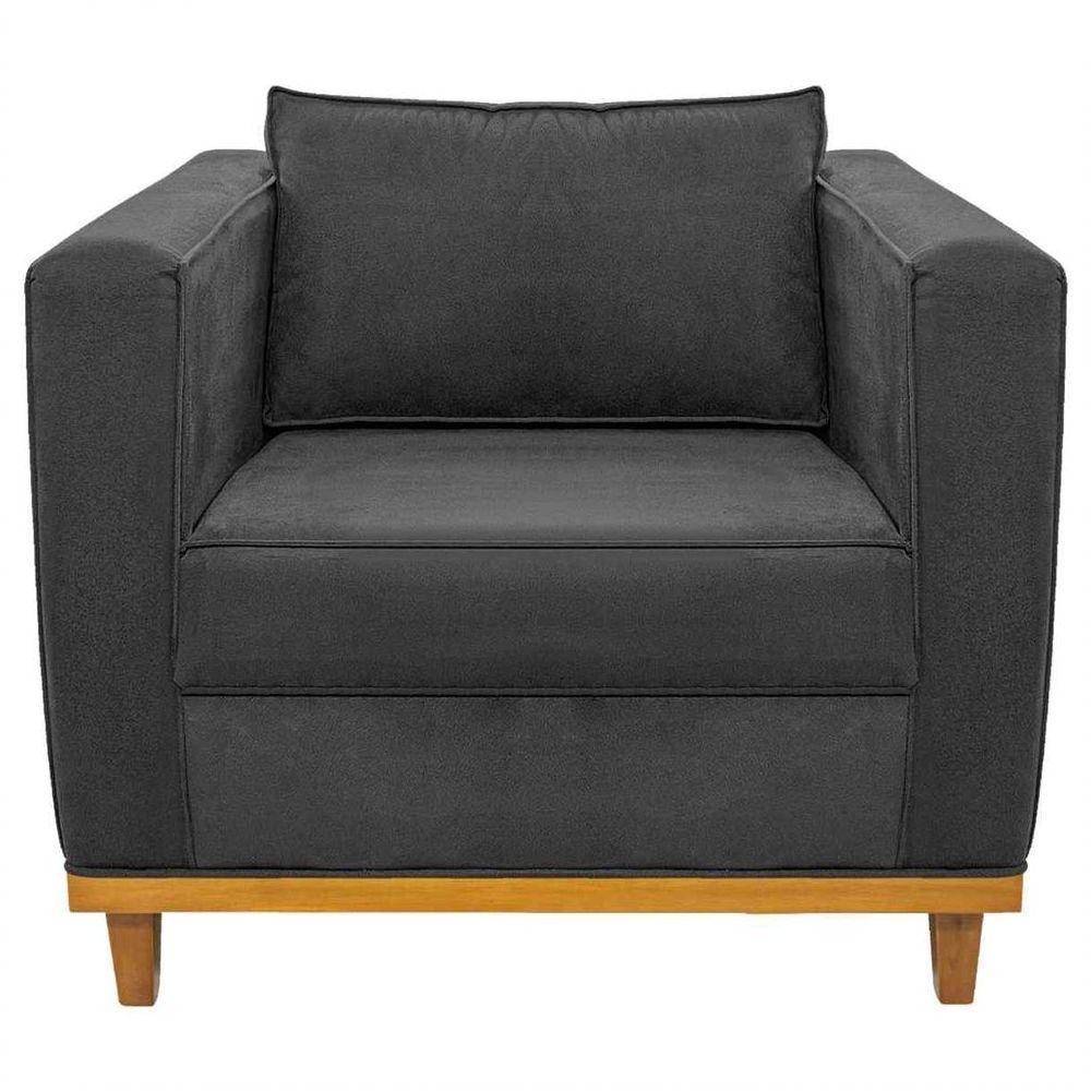 Poltrona Decorativa Europa Linho Chumbo - 8