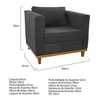 Poltrona Decorativa Europa Linho Chumbo - 7