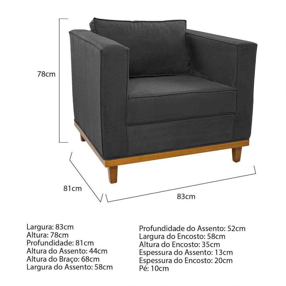 Poltrona Decorativa Europa Linho Chumbo - 1