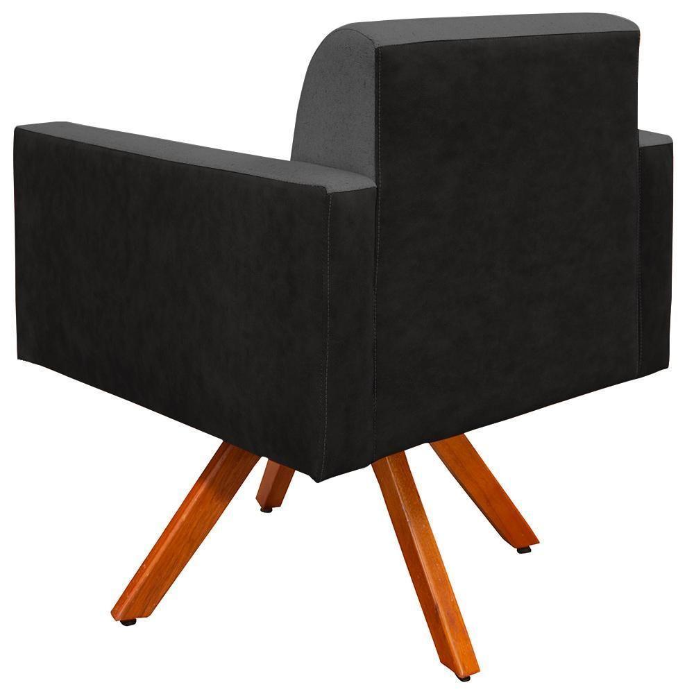 Poltrona Base Giratória Linho Chumbo Couríssimo Preto - 5