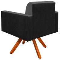 Poltrona Base Giratória Linho Chumbo Couríssimo Preto - 9